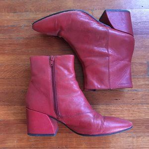 Vagabond Olivia Cherry Red Leather Ankle Boots